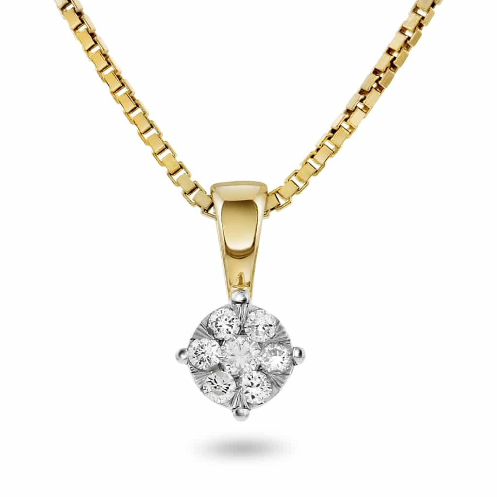 Diamanthalssmykke 0,12ct gull
