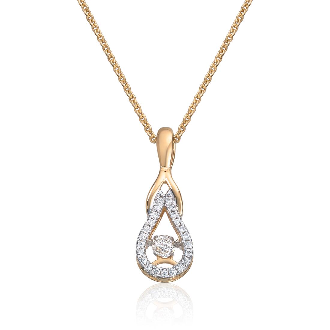 Diamantanheng gult gull 0,18ct "dancing diamond"