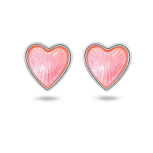 Ørepynt i sølv – rosa hjerter