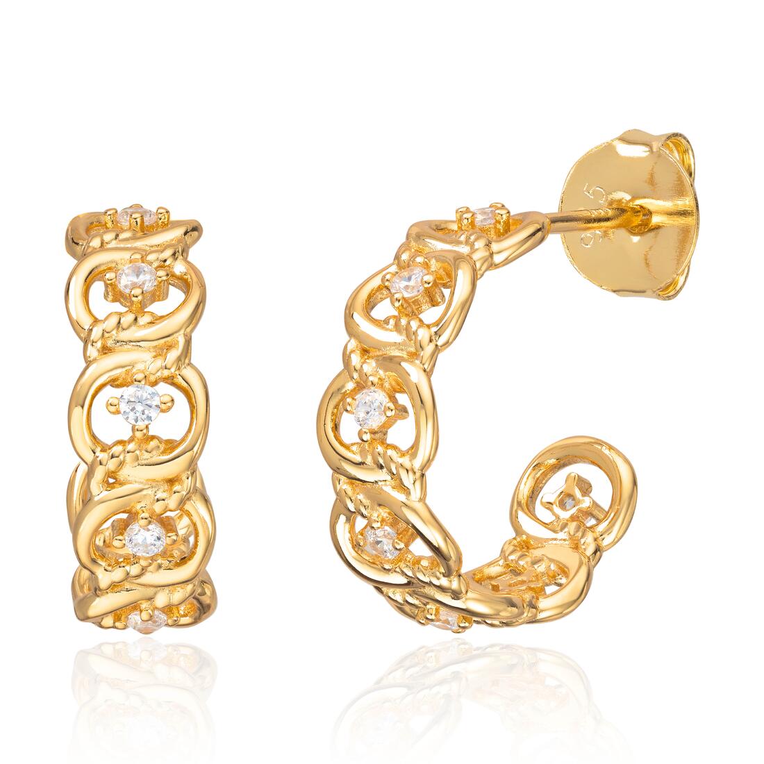 Ørepynt i forgylt sølv med zirkoner