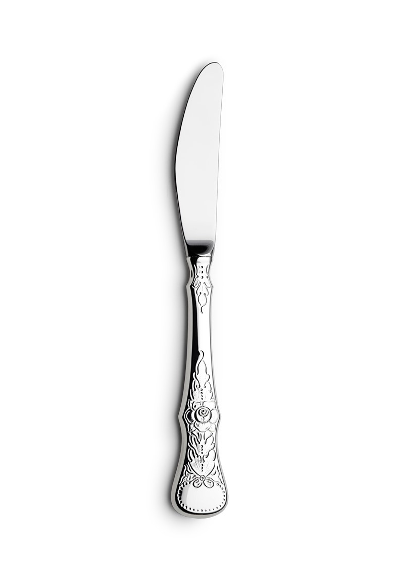 Liten spisekniv med langt skaft, Rose sølvbestikk